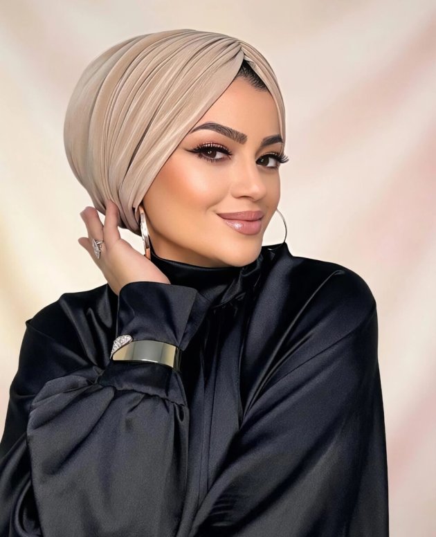 Bej dolgulu drapeli bone tesettür iç bone kaymaz rahat kullanım