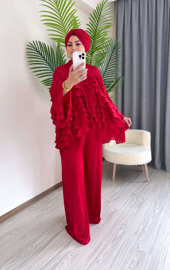 kirmizi-tasarim-takim-tesettur-pantolon-