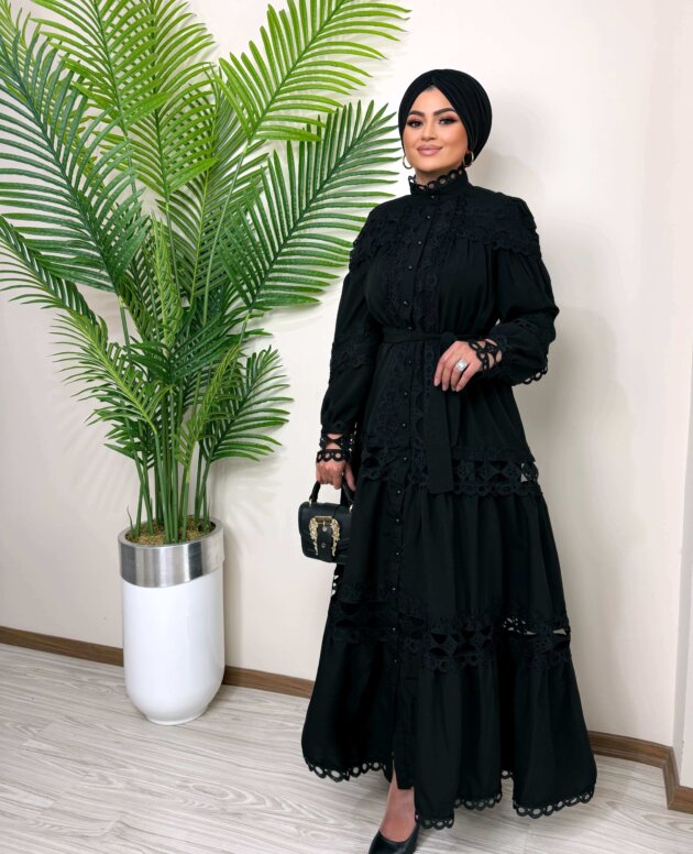 siyah-ithal-fransiz-dantel-elbise-