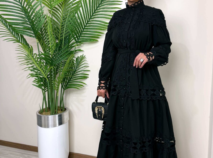 siyah-ithal-fransiz-dantel-elbise-