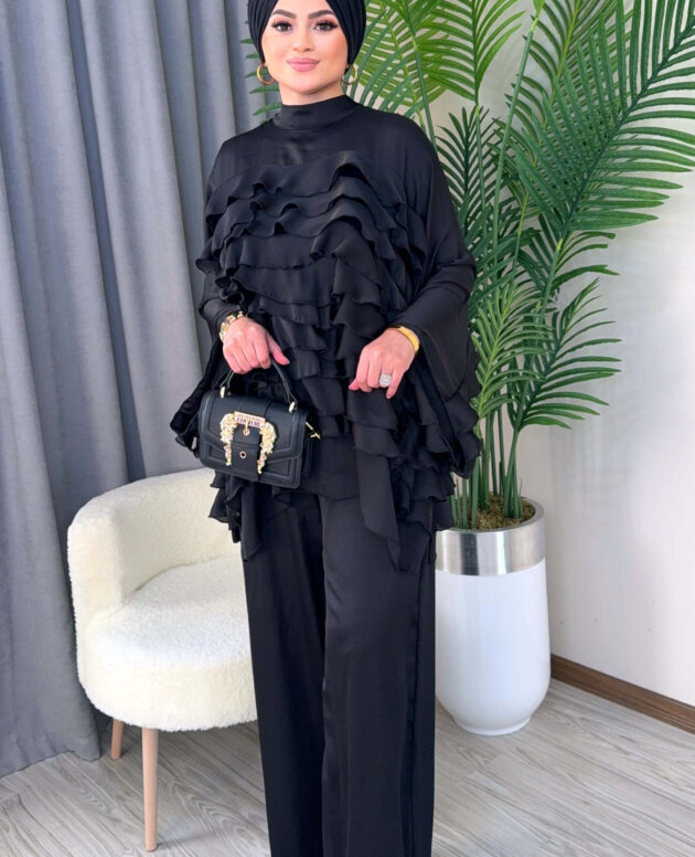 siyah-tasarim-takim-tesettur-pantolon-