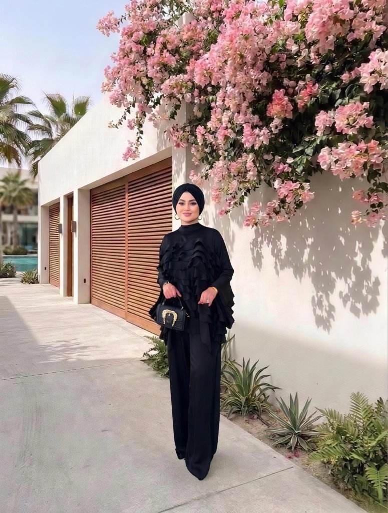 siyah-tasarim-takim-tesettur-pantolon-