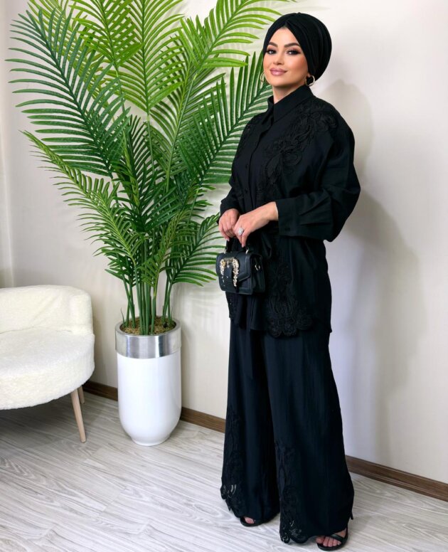 Lüxe noir siyah pantolon takım