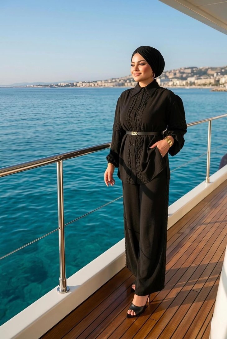 Blanqa siyah suit tesettür takım şık modern kadın ceket pantolon kombin