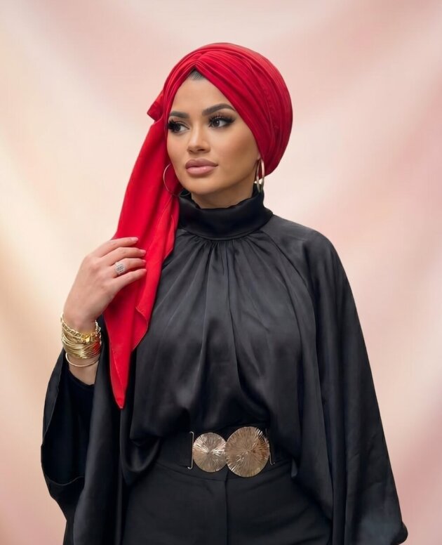 kirmizi-ipek-saten-salli-dolgulu-bone-tesettur-