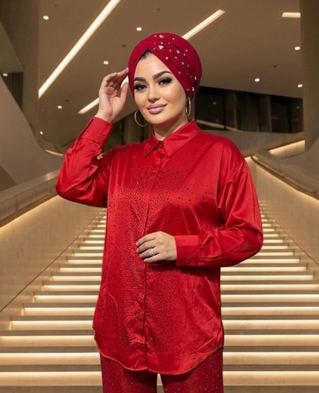 zara-kirmizi-saten-tasli-gomlek-tesettur-