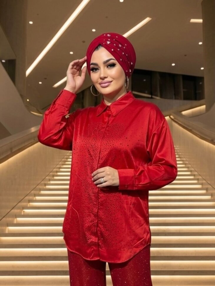 zara-kirmizi-saten-tasli-gomlek-tesettur-