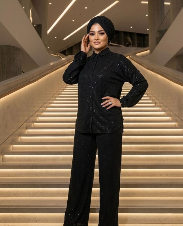 Payetli Tasarım Takım şık kadın pantolon gömlek takım