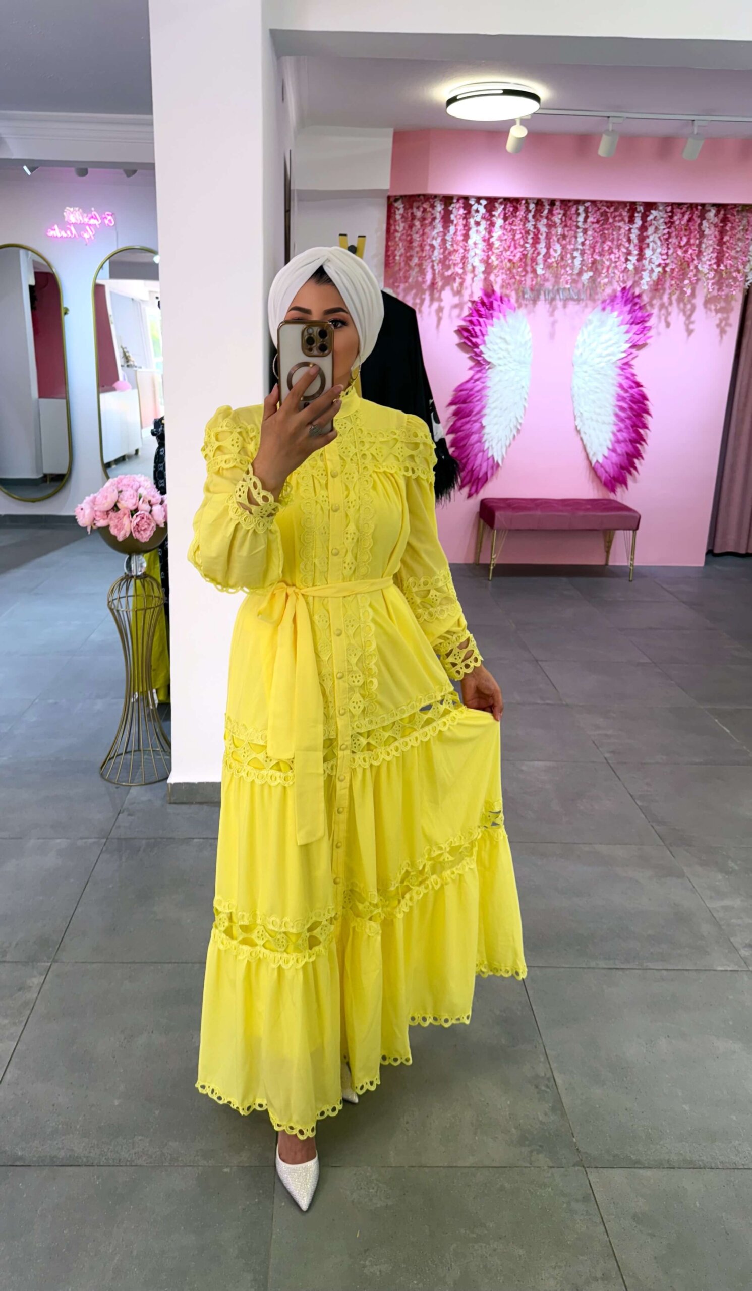 sari-dantel-ithal-elbise-tesettur-dis-