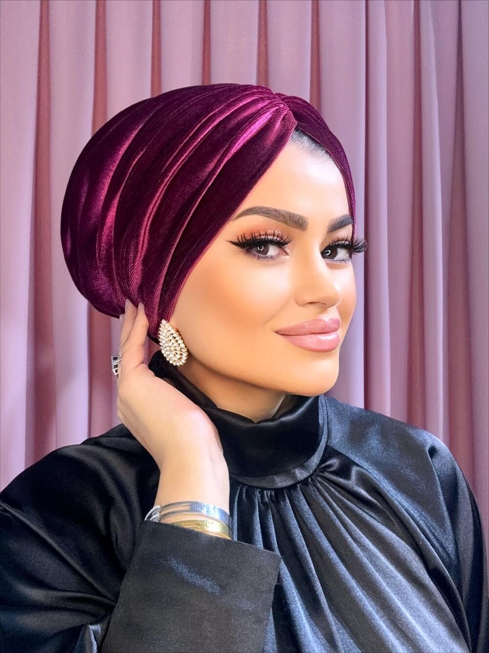 bordo-dolgulu-drapeli-kadife-bone-tesettur-dis-