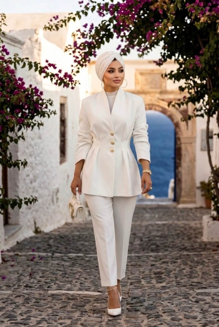 Beyaz Gold Düğmeli Ceket, gold düğme detaylı, modern ve şık kadın ceket tasarımı.