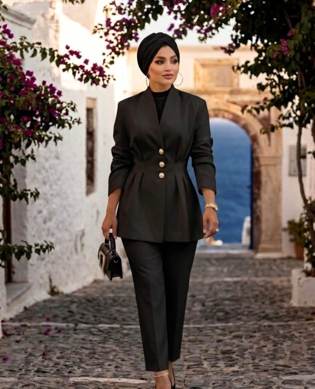 Siyah Gold Düğmeli Ceket, gold düğme detaylı, modern ve şık tasarım, kadın giyim için.