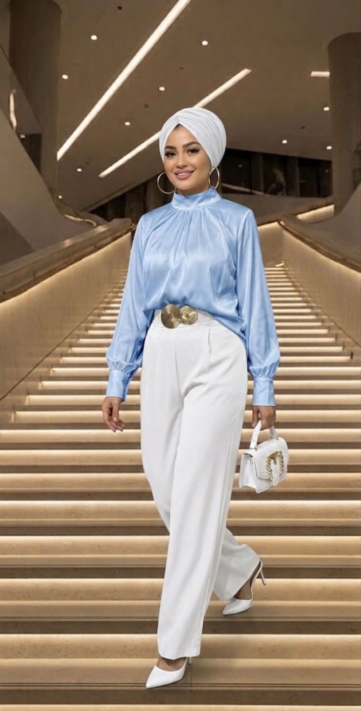 Lidya Mavi Gömlek modern kesim zarif mavi kadın gömlek modeli