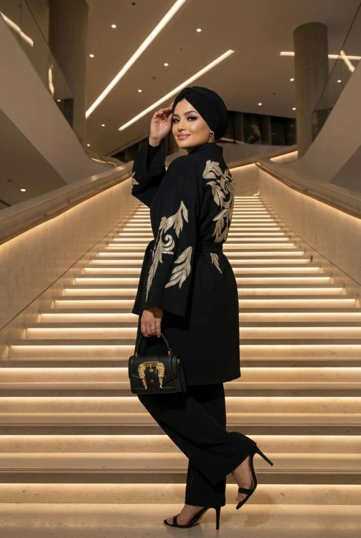 Siyah Tasarım Kimono