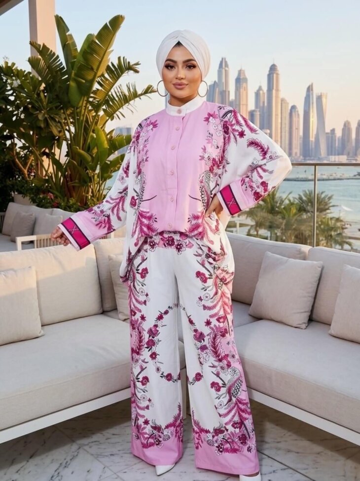 Sena Pembe Takım, modern kesimli, soft pembe renkli şık kadın takım modeli